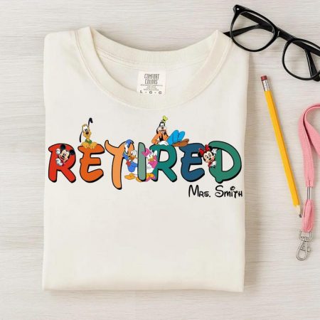 Custom Name Retro Disney Retired Shirt, Teacher Retirement Tee, Retired Disney Shirt, Teacher Retirement Tee