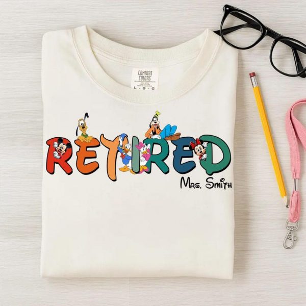 Custom Name Retro Disney Retired Shirt, Teacher Retirement Tee, Retired Disney Shirt, Teacher Retirement Tee