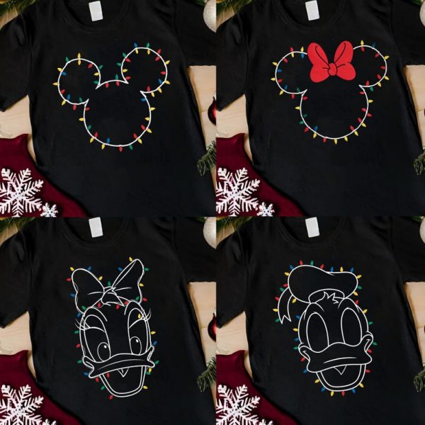 Comfort Colors Mickey Mouse Christmas Lights Shirt, Disney Holiday Tee, Cute Family Christmas Matching Shirt