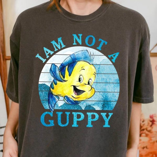 Comfort Colors I Am Not A Guppy Shirt, Flounder Little Mermaid Tee, Cute Disney Fish T-Shirt, Funny Ocean Kids Top