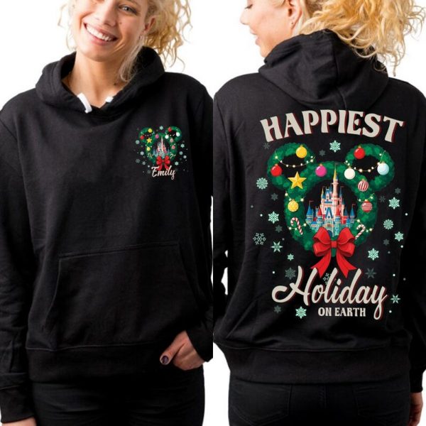 Personalized Disney Halloween 2025 Shirt, Epcot Monorail Tee, Disney Castle Wreath Holiday Shirt, Happiest Holiday on Earth Shirt