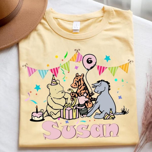 Personalized Winnie the Pooh Birthday Shirt, Custom Name Kids Party Tee, Birthday Celebration Shirt, igger Eeyore Piglet Birthday Tee