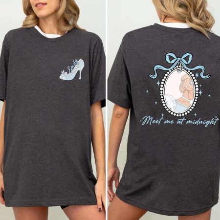 Custom Name Meet Me at Midnight Cinderella Tee, Personalized Princess Mirror Shirt, Glass Slipper Graphic Tee