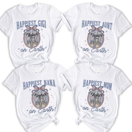 Disney Castle Personalized Shirt, Happiest Gigi Nana Mom Aunt on Earth Tee, Custom Name Family Tee, Custom Happiest on Earth Shirt