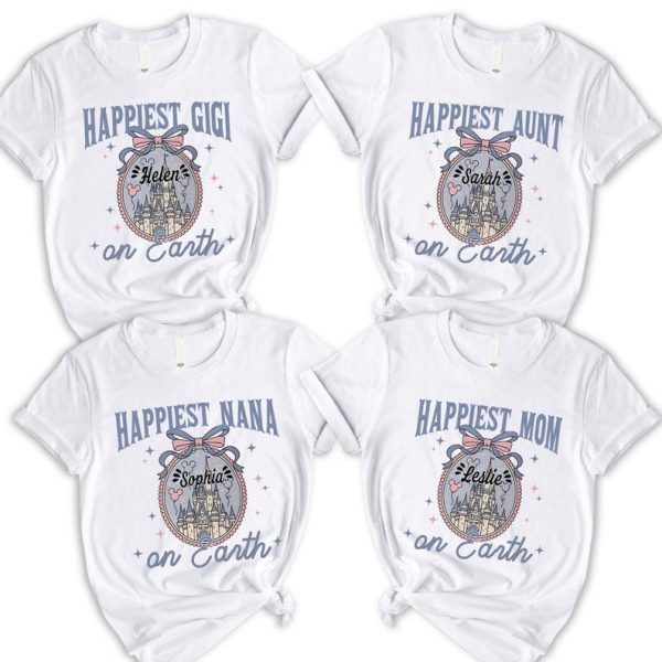 Disney Castle Personalized Shirt, Happiest Gigi Nana Mom Aunt on Earth Tee, Custom Name Family Tee, Custom Happiest on Earth Shirt