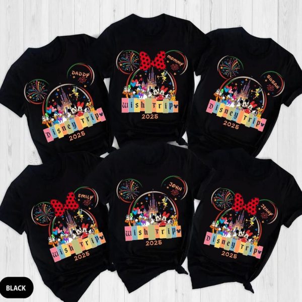 Personalized Disney Wish Trip 2025 Family Shirts, Disney World Vacation Tee, Matching Family Trip Shirts