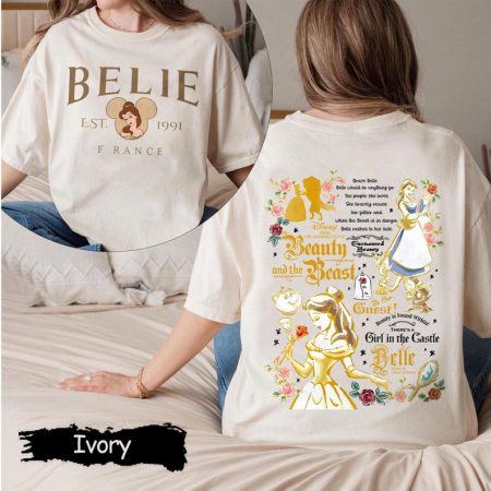 Comfort Colors Beauty and the Beast Shirt, Belle Princess Shirt, Vintage France Est 1991 Tee, Disney Princess Graphic, Princess France Tee