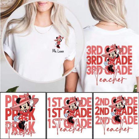 Personalized Minnie Teacher Grade Shirt, Pre-K 1st 2nd 3rd Grade, Minnie Teacher Shirt, Grade Level Tee, Back To School Shirt