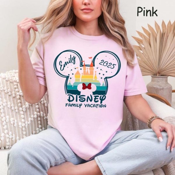 Custom Name Disney Family Vacation Shirt, Disney Trip Tee, 2025 Rainbow Mickey Tee, Custom Trip Graphic,Family Vacation Shirt