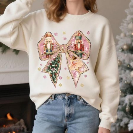 Coquette Nutcracker Bow Christmas Shirt, Ballet Doll Coquette Shirt, Christmas Nutcracker Sweatshirt