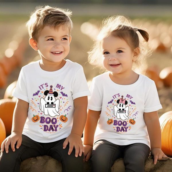 Custom Name It's My Boo Day Birthday Shirt, Birthday Halloween Shirt for Kids, Born on the 31 october Birthday Personalized Shirt