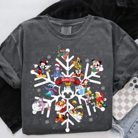 Custom Name Disney Christmas Snowflake Shirt, Disney Christmas Party Shirt, Disney Christmas Family Vacation Tee, Magic Kingdom Tee