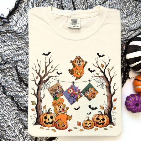 Chip and Dale Halloween Shirt, Cute Pumpkin Patch Tee, Spooky Autumn Cartoon T-Shirt, Fall Disney Inspired Tee