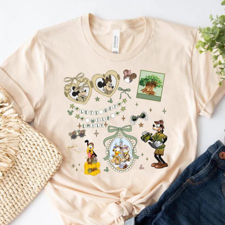 Let’s Get Wild Disney Custom Name Shirt, Safari Adventure Tee, Disney Safari Adventure Shirt,Cute Mickey Goofy Pluto Gift
