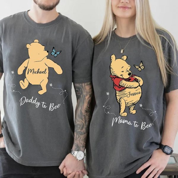Personalized Winnie the Pooh Pregnancy Reveal Shirt, Daddy to Bee Mama to Bee Shirt, isney Pooh Mommy Tee, Baby Announcement Gift