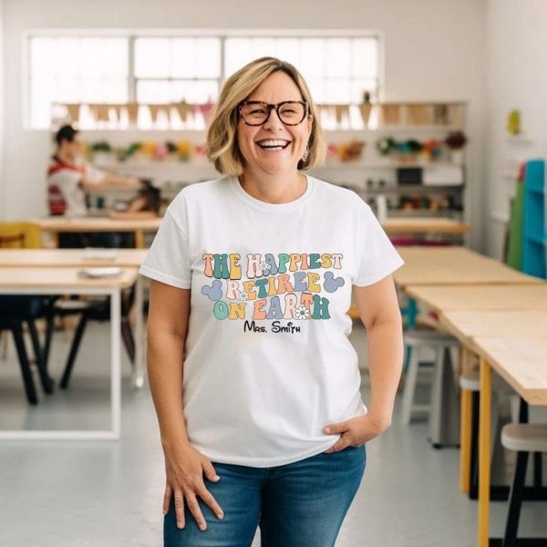 Custom Name Happiest Retiree On Earth Shirt, Disney Retirement Tee, Retired Disney Shirt, Teacher Retirement Tee, Disney Teacher
