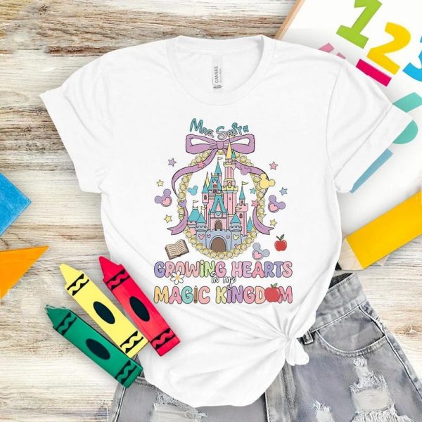 Custom Name Growing Hearts in My Magic Kingdom Shirt, Disney Castle Teacher Tee, Disney Classroom Graphic, Magic Kingdom Teacher Shirt