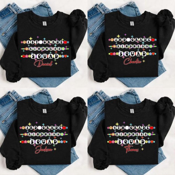 Personalized Kindness Squad Grade Shirt, 1st 2nd 3rd 4th Grade, Cute Back To School Squad Graphic, Grade Level Kindness Squad Shirt
