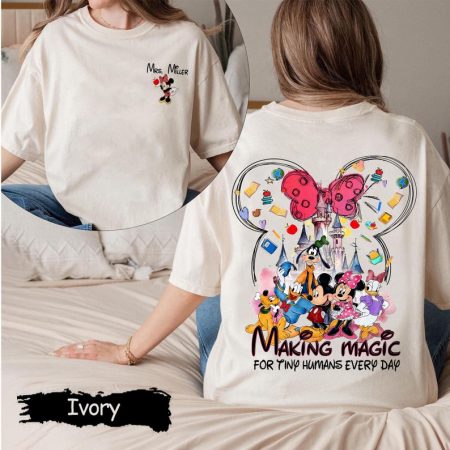 Making Magic Teacher Custom Name Shirt, Disney Classroom T-shirt, School Cartoon Tee, Cute Magic Graphic, Teacher Magic Shirt