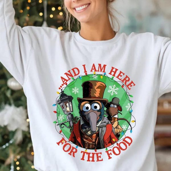 Vintage The Muppets Christmas Carol Rizzo the Rat I Am Here For The Food Shirt, Disneyland Christmas Family Tee, Mickey's Very Merry Xmas