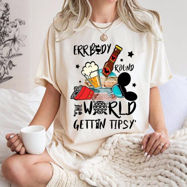 Errbody Round The World Gettin Tipsy Shirt, Drinking Around The World Tee, Food & Wine Trip, Epcot Drinking Tee