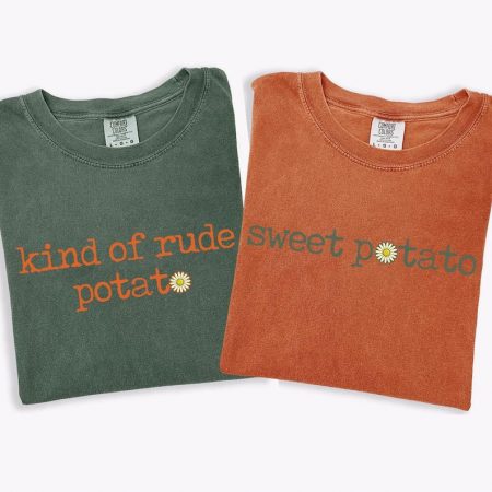 Vintage Matching Thanksgiving Funny Couple Shirt, Sweet Potato, Kind Of Rude Potato, Thanksgiving Family, Fall Couple Tee