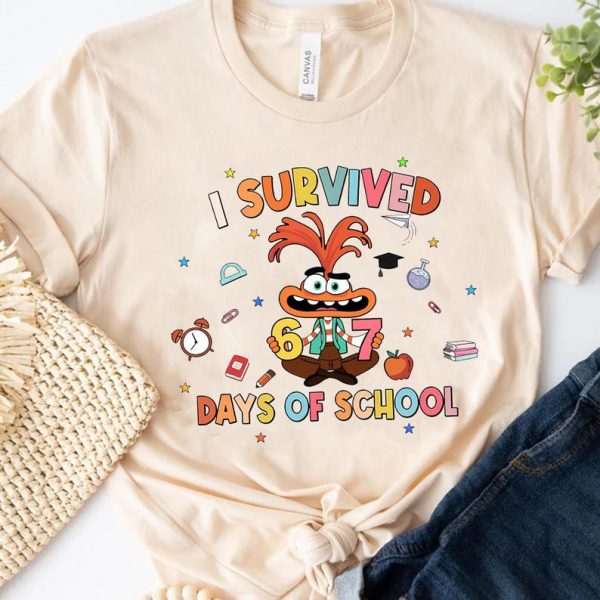 I Survived 67 Days Of School Comfort Colors Shirt, It's Fine I'm Fine Everything Is Fine Shirt, Anxiety 67th Day School Shirt