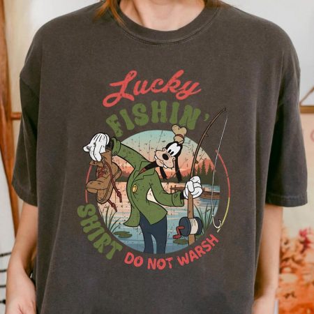 Retro Disney Goofy Lucky Fishing Shirt Do Not Warsh Comfort Colors Shirt, Father's Day Gift, Fishing Dad Tee, Daddy Birthday Gift