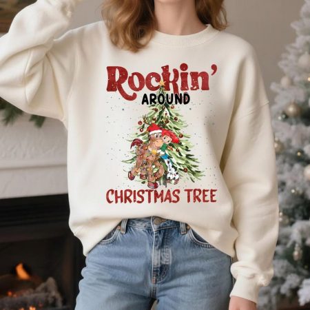 Comfort Colors Toy Story Rockin Around the Christmas Tree Jessie & Bullseye Shirt, Christmas Toy Story Tee, Disney Cowgirl Christmas Gift