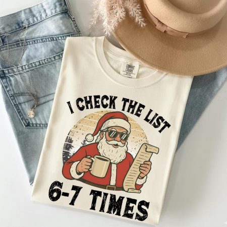I Check The List 6-7 Times Santa Vintage Shirt, 67 Meme Funny Six Seven Christmas Shirt, 67 Xmas Meme Shirt, Funny Christmas 67 Tee
