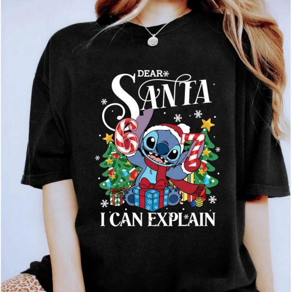 Cute Lilo And Stitch 6 7 Christmas Dear Santa I Can Explain Six Seven Comfort Colors Shirt, Disney Santa Stitch Six Seven 6 7 Meme