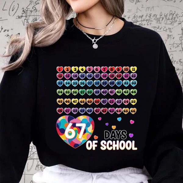 67th Day of School Teacher Kids 67 Math Numbers Shirt, 100th Days 67 Days of School, Happy 67th Day Of School, Six Seven 67 Meme