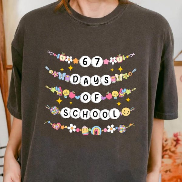 67 Days Of School Bracelet Comfort Colors Shirt, Retro 67 Days Teacher Gifts, Kids School Shirt, Friendship Bracelet, Gift For Teacher