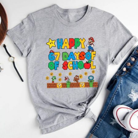 Happy 67 Day Of School Shirt, Mario Shirt, Mario 67 Days Of School Shirt,67 Days of School Meme shirt, 6 7 Six Seven Meme