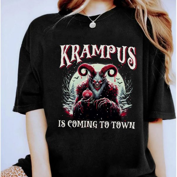 Vintage Krampus Is Coming To Town Sweatshirt, Scary Christmas Shirt, Gothic Holiday Gift, Krampusnacht Night, Merry Krampus, Scary Santa