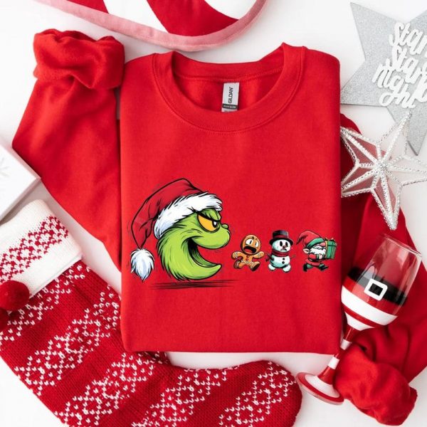 Comfort Colors Funny Grinchmas Pacman Eating Santa T-Shirt, Merry Christmas 2025 Shirt, Grinch Christmas Shirt, Merry Grinchmas Sweatshir