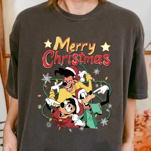 A Goofy Movie Merry Retro Christmas Shirt, Max Goofy Powerline Tee, Goofy Movie Holiday Lights Shirt, Goofy Xmas Gift