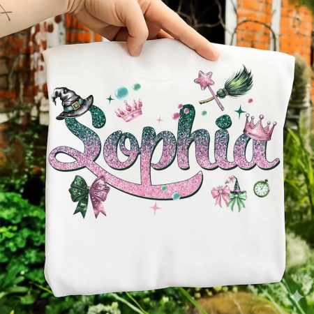 Personalized Wicked Comfort Colors Shirt, Custom Name Wicked Musical Movie Changed For Good, Defy Gravity Broomstick, Pink Green Wizard