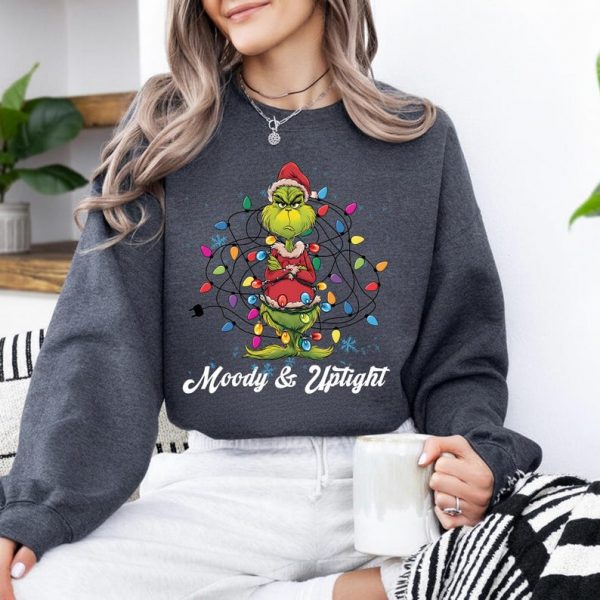 Funny Moody and Uptight Christmas Comfort Colors Shirt, Christmas Grinch Shirt, Christmas Funny Grinch Sweatshirt, Funny Christmas Shirt