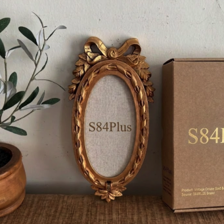 Vintage Gold Bow Roses Open Face Frame - S84Plus