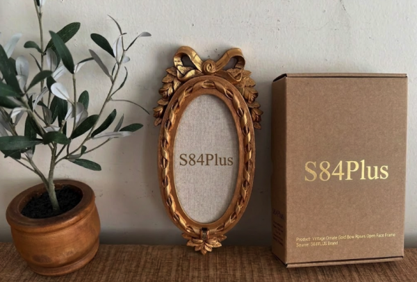 Vintage Gold Bow Roses Open Face Frame - S84Plus